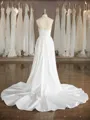 Show-stopping A-line Sweetheart Chapel Train Satin Wedding Dress With Ruffles