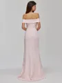 Refined Sheath Off-the-Shoulder Floor-Length Stretch Crepe Bridesmaid Dress