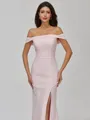 Refined Sheath Off-the-Shoulder Floor-Length Stretch Crepe Bridesmaid Dress
