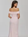 Refined Sheath Off-the-Shoulder Floor-Length Stretch Crepe Bridesmaid Dress