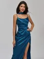 Chic Sheath Spaghetti Straps Pleated Floor-Length Silk Like Satin Bridesmaid Dress