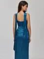 Chic Sheath Spaghetti Straps Pleated Floor-Length Silk Like Satin Bridesmaid Dress