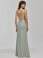 Glamorous Sheath Straps Pleated Floor-Length Chiffon Bridesmaid Dress
