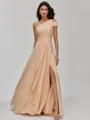 Understated A-line One-Shoulder Pleated Floor-Length Chiffon Bridesmaid Dress