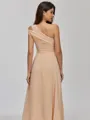 Understated A-line One-Shoulder Pleated Floor-Length Chiffon Bridesmaid Dress