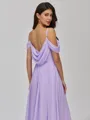 Tasteful A-line Cold Shoulder Pleated Floor-Length Chiffon Bridesmaid Dress