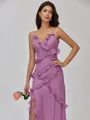 Radiant Sheath V-Neck Ruffles Floor-Length Chiffon Bridesmaid Dress