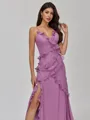 Radiant Sheath V-Neck Ruffles Floor-Length Chiffon Bridesmaid Dress