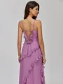 Radiant Sheath V-Neck Ruffles Floor-Length Chiffon Bridesmaid Dress