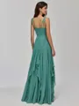 Resplendent A-line V-Neck Ruffles Floor-Length Chiffon Bridesmaid Dress