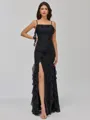 Impeccable Sheath Spaghetti Straps Ruffles Floor-Length Chiffon Bridesmaid Dress