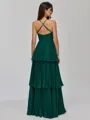 Gracious A-line V-Neck Cascading Ruffles Floor-Length Chiffon Bridesmaid Dress