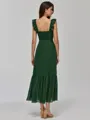 Timeless A-line Square Ruffles Tea-Length Chiffon Bridesmaid Dress