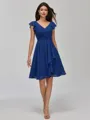 Glamorous A-line V-Neck Pleated Knee-Length Chiffon Bridesmaid Dress