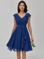 Glamorous A-line V-Neck Pleated Knee-Length Chiffon Bridesmaid Dress