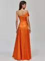 Immaculate A-line One-Shoulder Pleated Floor-Length Silk Like Satin Bridesmaid Dress