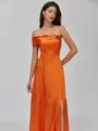 Immaculate A-line One-Shoulder Pleated Floor-Length Silk Like Satin Bridesmaid Dress
