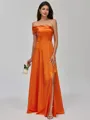 Immaculate A-line One-Shoulder Pleated Floor-Length Silk Like Satin Bridesmaid Dress