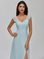 Charming A-line Square Ruffles Floor-Length Chiffon Bridesmaid Dress