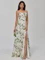 Noble A-line Cowl Pleated Floor-Length Chiffon Bridesmaid Dress