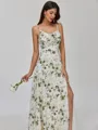 Noble A-line Cowl Pleated Floor-Length Chiffon Bridesmaid Dress