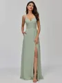 Statuesque A-line V-Neck Pleated Floor-Length Chiffon Bridesmaid Dress