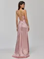 Tasteful Sheath Cowl Pleated Floor-Length Silk like Satin Bridesmaid Dress