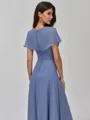Elegant A-line V-Neck Short Sleeves Pleated Floor-Length Chiffon Bridesmaid Dress