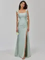 Graceful Sheath Straps Pleated Floor-Length Chiffon Bridesmaid Dress
