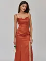 Classy Sheath Cowl Pleated Floor-Length Silk like Satin Bridesmaid Dress