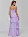 Understated A-line Spaghetti Straps Cascading Ruffles Floor-Length Chiffon Bridesmaid Dress