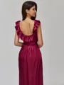 Resplendent A-line Square Sash/Ribbon/Belt Floor-Length Silk Like Satin Bridesmaid Dress