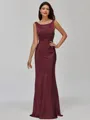 Impeccable Sheath Scoop Floor-Length Silk Like Satin Bridesmaid Dress