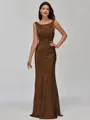 Impeccable Sheath Scoop Floor-Length Silk Like Satin Bridesmaid Dress