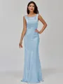 Impeccable Sheath Scoop Floor-Length Silk Like Satin Bridesmaid Dress