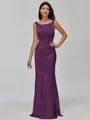 Impeccable Sheath Scoop Floor-Length Silk Like Satin Bridesmaid Dress