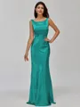 Impeccable Sheath Scoop Floor-Length Silk Like Satin Bridesmaid Dress