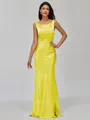 Impeccable Sheath Scoop Floor-Length Silk Like Satin Bridesmaid Dress