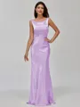 Impeccable Sheath Scoop Floor-Length Silk Like Satin Bridesmaid Dress