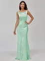 Impeccable Sheath Scoop Floor-Length Silk Like Satin Bridesmaid Dress