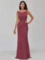 Impeccable Sheath Scoop Floor-Length Silk Like Satin Bridesmaid Dress