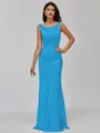 Impeccable Sheath Scoop Floor-Length Silk Like Satin Bridesmaid Dress