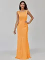 Impeccable Sheath Scoop Floor-Length Silk Like Satin Bridesmaid Dress