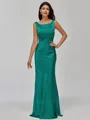 Impeccable Sheath Scoop Floor-Length Silk Like Satin Bridesmaid Dress