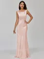 Impeccable Sheath Scoop Floor-Length Silk Like Satin Bridesmaid Dress