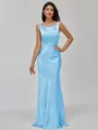 Impeccable Sheath Scoop Floor-Length Silk Like Satin Bridesmaid Dress