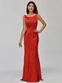 Impeccable Sheath Scoop Floor-Length Silk Like Satin Bridesmaid Dress