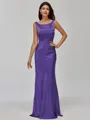 Impeccable Sheath Scoop Floor-Length Silk Like Satin Bridesmaid Dress