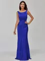 Impeccable Sheath Scoop Floor-Length Silk Like Satin Bridesmaid Dress