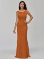 Impeccable Sheath Scoop Floor-Length Silk Like Satin Bridesmaid Dress